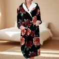 thumbnail image 2 of Women's Fleece Plush Robe Long Warm Plush Bathrobe Loungewear Jacket Printed Comfort Robe, 2 of 5