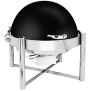 Eastern Tabletop 3128MB Pillar'd 8 Qt. Round Black Coated Stainless Steel Roll Top Chafer