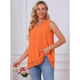 thumbnail image 3 of DARING DIVA Women's Chiffon Blouse V Neck Sleeveless Double Layer Flowy Top M Orange Red, 3 of 7