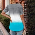 thumbnail image 4 of Womens Pleated Tunic Tops with Leggings, Short Sleeve Shirts for Women Summer Fashion Color Patchwork Flowy Crewneck Dressy Blouses, 4 of 6