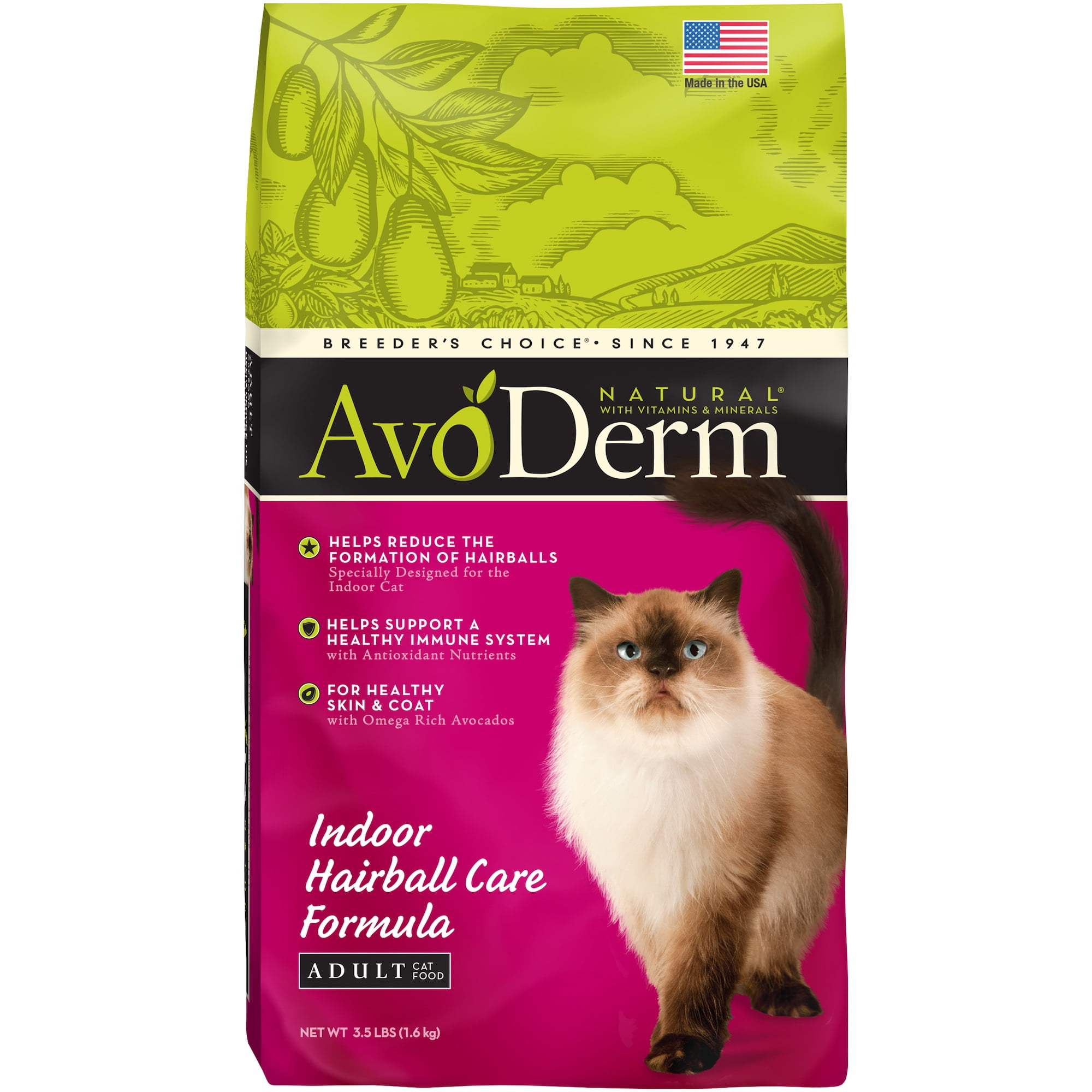 AvoDerm Natural Indoor Hairball Formula Corn Free Cat Food, 3.5Pound