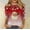 Red#2, variant on Women's Print Long Sleeve Round Neck Top for Autumn Winter Stylish,Fashion Women's Comfortable Round-Neck 3/4 Sleeve Print Casual T-shirt Blouse Red XL