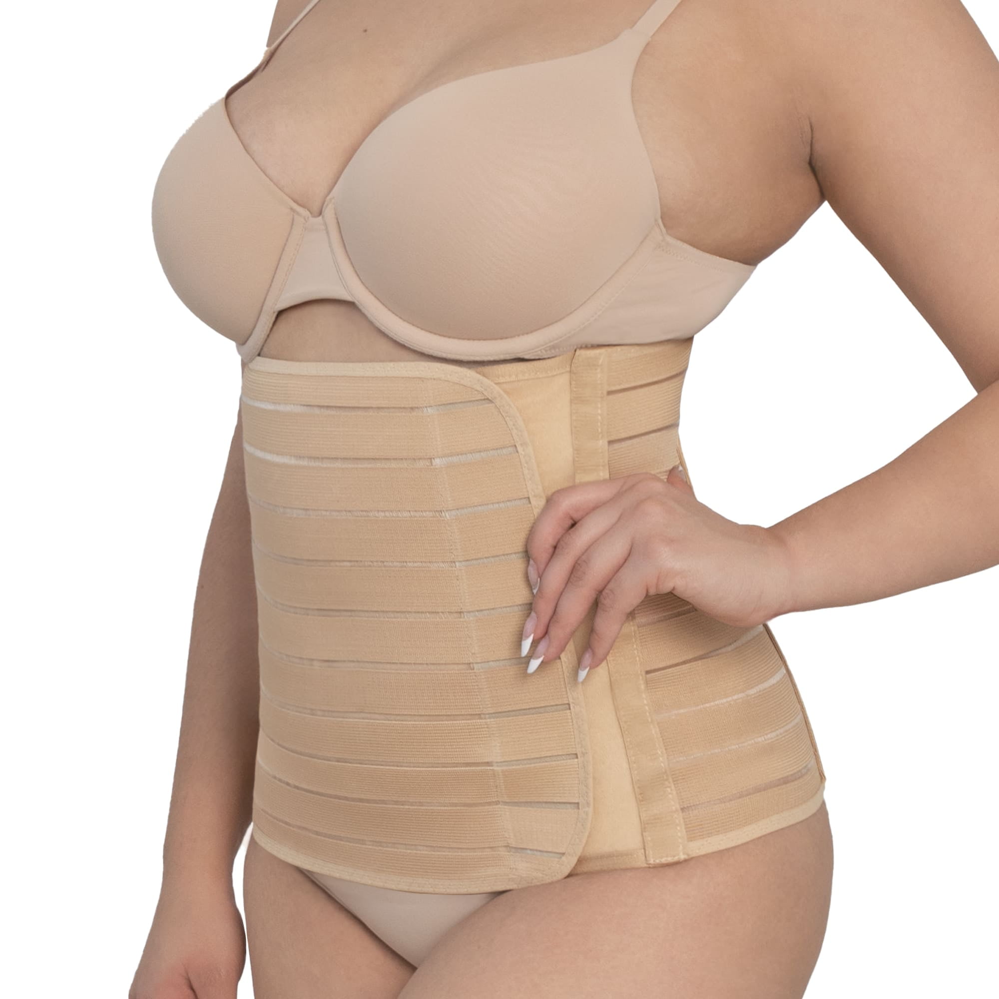 Faja Post Parto New Form Alta Con Tela Multilíneas Unitalla Nude