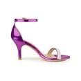 thumbnail image 4 of BLISSFUL STEP Women's Solid Color Open Toe Rhines Ankle Strap Stiletto Sandals Purple 9, 4 of 8