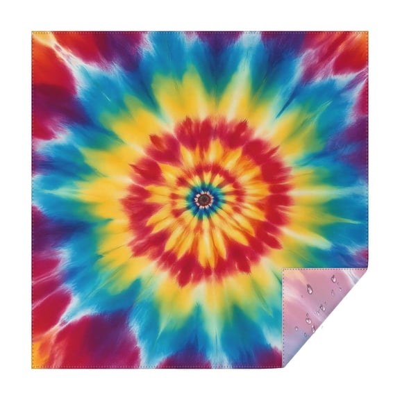 Rainbow Tie Dye Mandala Pattern Square Tablecloth,Waterproof Square Table Cover,Wipeable Spillproof Washable Table Cover for Home Kitchen Party Decor 42"X42"(107x107cm)