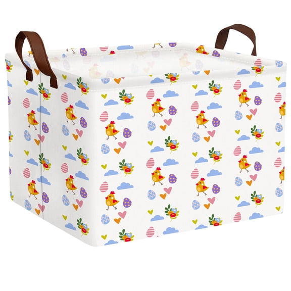 BOOHIT Large Easter Basket for Kids Canvas Teen Empty Gift Storage Bin Decor(Colorful 3)