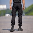 thumbnail image 4 of Cargo Tactical Jogger Pants for Men, Tapered Drawstring Elastic Waist Solid Color Outdoor Casual Trousers with Multi Pockets Black 2XL, 4 of 6