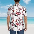 thumbnail image 4 of Gukieu Cherry Blossoms Print Men's Short-sleeved Shirts, Button-down Lapel Hawaiian Shirts, T-shirts, Beach Vacation Summer Casual Wear,, 4 of 7