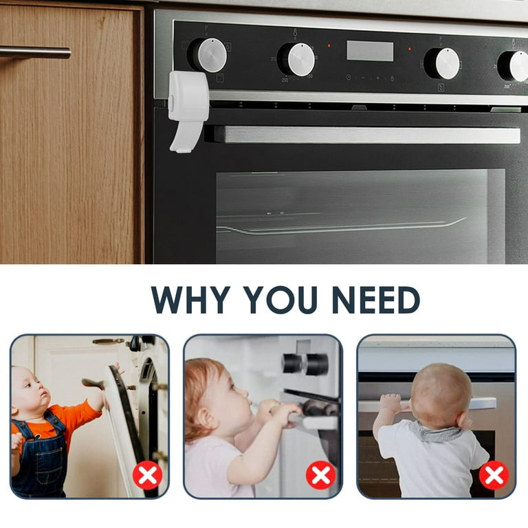 DODAMOUR 2 Pack Childproof Oven Door Lock, Heat-Resistant Oven Front Lock,  Kitchen Safety Oven Door Lock (White)