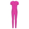 thumbnail image 3 of inhzoy Kids Girls Gymnastics Dance Bodysuit Full Body Unitards Short Sleeve Catsuit Tumbling Outfit Zipper Workout Hot Pink 10, 3 of 5