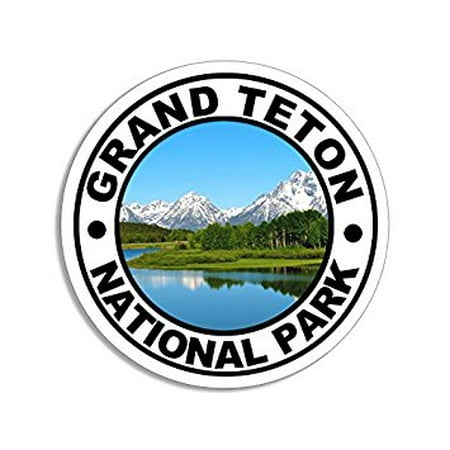 Round GRAND TETON National Park Sticker Decal (camp rv hike hiking) Size: 4 x 4