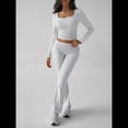 thumbnail image 4 of Conjuntos de Salón para Mujer, Conjuntos Casuales Y2K de 2 Piezas, Tops Cortos de Corta, Pantalones Acampanados con Pliegues y Chándales. Gris XL, 4 of 10