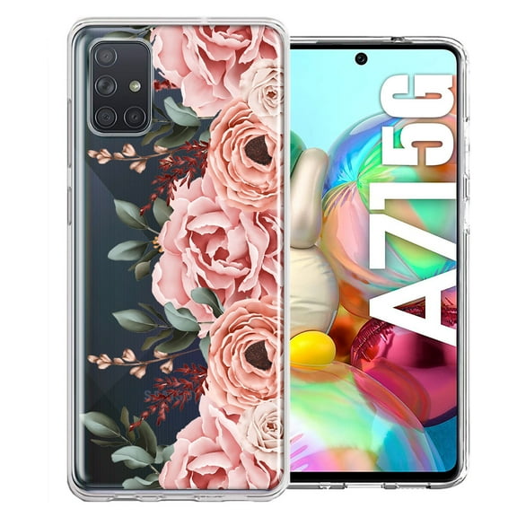 MUNDAZE Case For Samsung Galaxy A71 4G Blush Pink Peach Spring Flowers Peony Rose Phone Cover