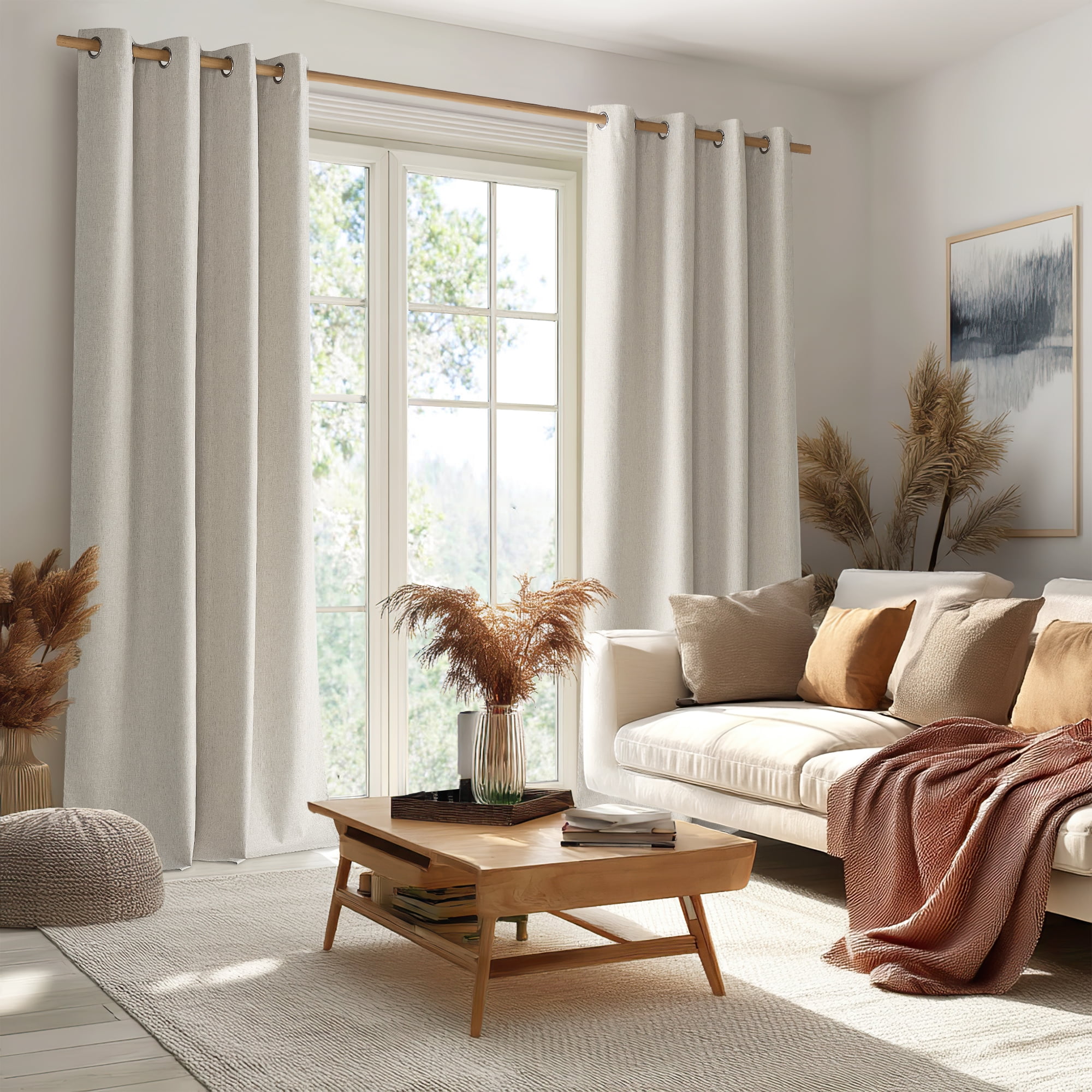 NICETOWN 100% Blackout Curtains for Bedroom Privacy Room Darkening Thermal Insulated Modern Window Treatment, W42 x L90, Sand, Set of 2