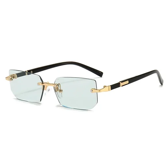 Typpkmm Rimless Sunglasses Rectangle Fashion Popular Women Men Shades Small Square Sun Glasses for Female Male Summer Traveling Oculos