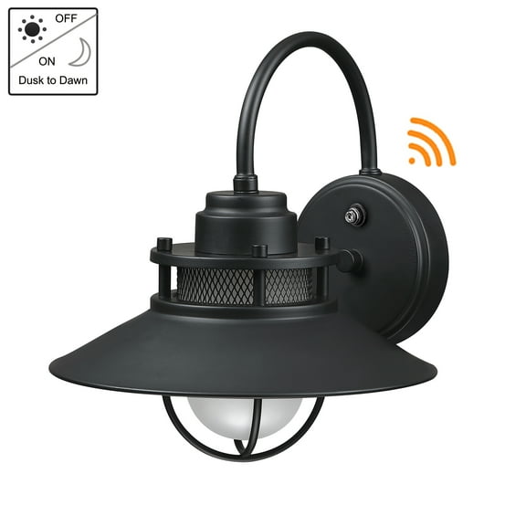 ORA 1-Light 11-in Matte Black Dusk to Dawn Outdoor Wall Light