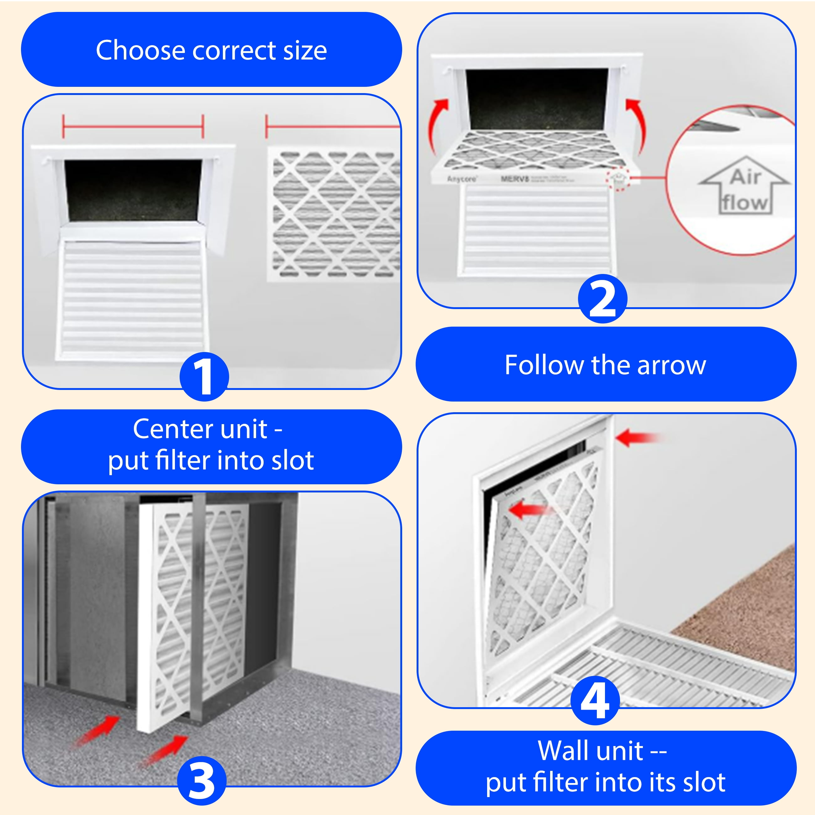 SUIXINEYI MERV11 16x25x1 AC Furnace HVAC Air Filter With Pleated Design in Non-Woven Fabric Air Conditioner for Home