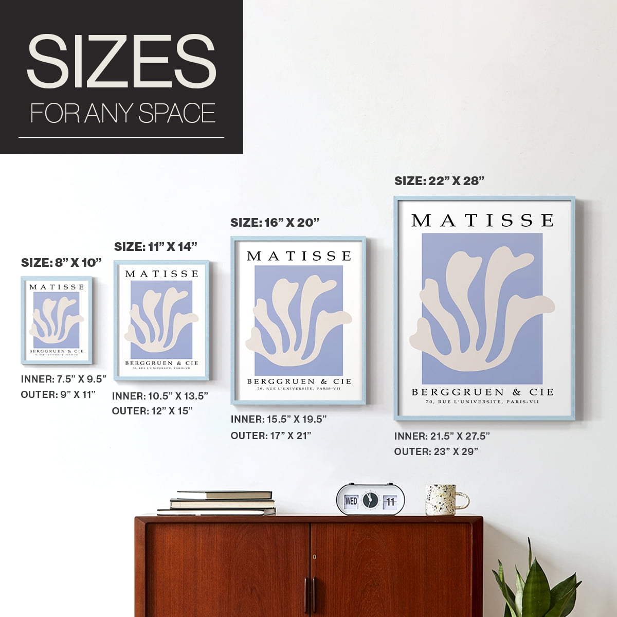 Matisse CCCXLVII in Blue Solid Wood 8 x 10 Framed Print