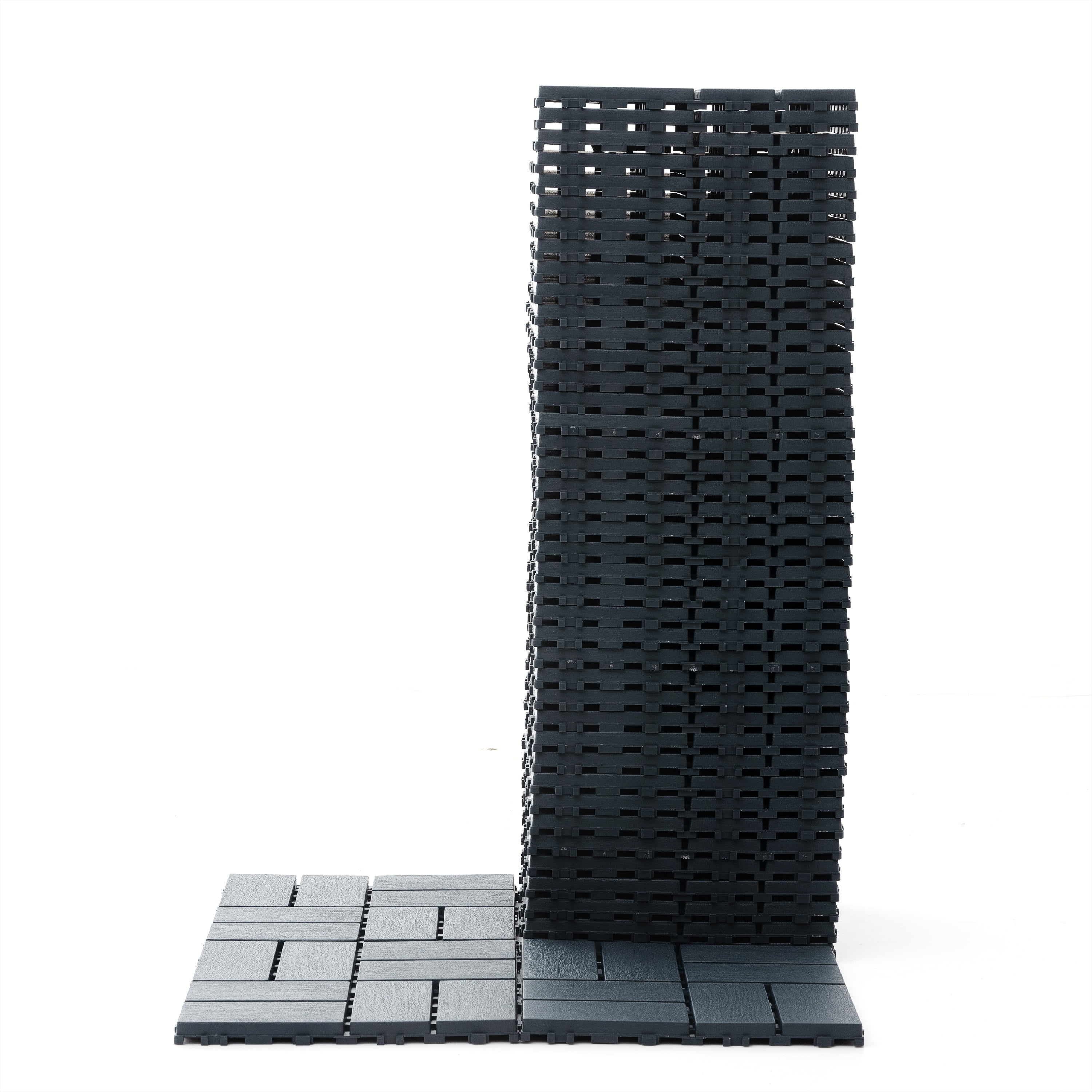 Deck Tiles 44 Pack 12"x12" Waterproof All-Weather Outdoor Floor Tiles, PP Interlock Patio Tiles for Poolside Balcony Backyard Garden Porch Bathroom