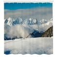 thumbnail image 3 of Ambesonne Winter Shower Curtain, Panoramic Mountains Walk, 69"Wx84"L, Blue White Brown, 3 of 3