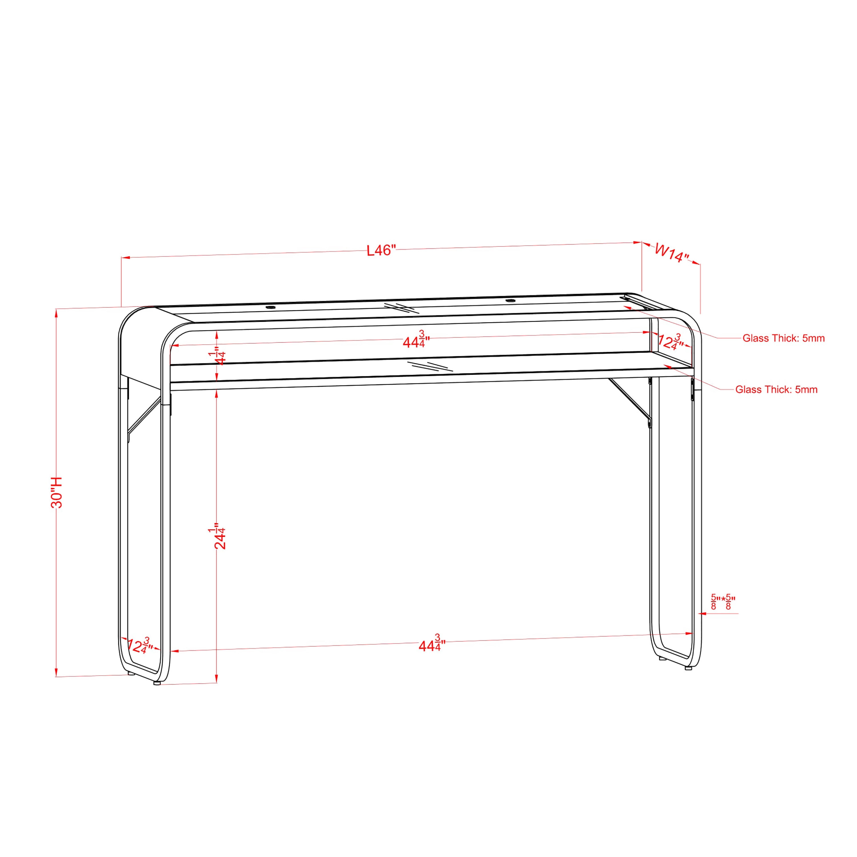 Furniture of America Twila Glass Top Console Table, Gold