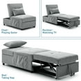 thumbnail image 3 of Aukfa Futon Sofa Bed Chair, 4 in 1 Pull Out Convertible Sleeper Chaise for Small Space Living - Gray, 3 of 8