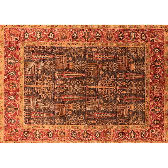 Ahgly Company Indoor Rectangle Oriental Orange Industrial Area Rugs, 2' x 5'
