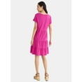 thumbnail image 2 of Time and Tru Women's and Women's Plus Tiered Cotton Mini Dress, Sizes XS-4X, 2 of 3