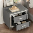 thumbnail image 2 of CoSoTower Mid Century Vintage Nightstand with Silver Glitter Strip Decor and Metal Legs, Velvet Bedside Table with 2 Drawers, Fully Assembled Except Legs and Handles, Gray, 2 of 9