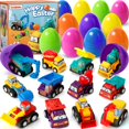thumbnail image 1 of Huevos de Pascua 12 huevos de Pascua de plástico llenos de juguetes de ingeniería de retroceso para una búsqueda de huevos de Pascua, fiesta de cumpleaños para niños mayores de 3 años esquí esquí Gafas de esquí, 1 of 5