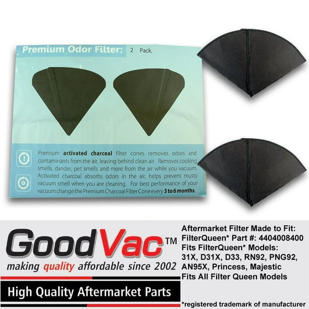 GoodVac Replacement Activated Charcoal Filter Cones 2 Pack Odor Filters to fit Filter Queen