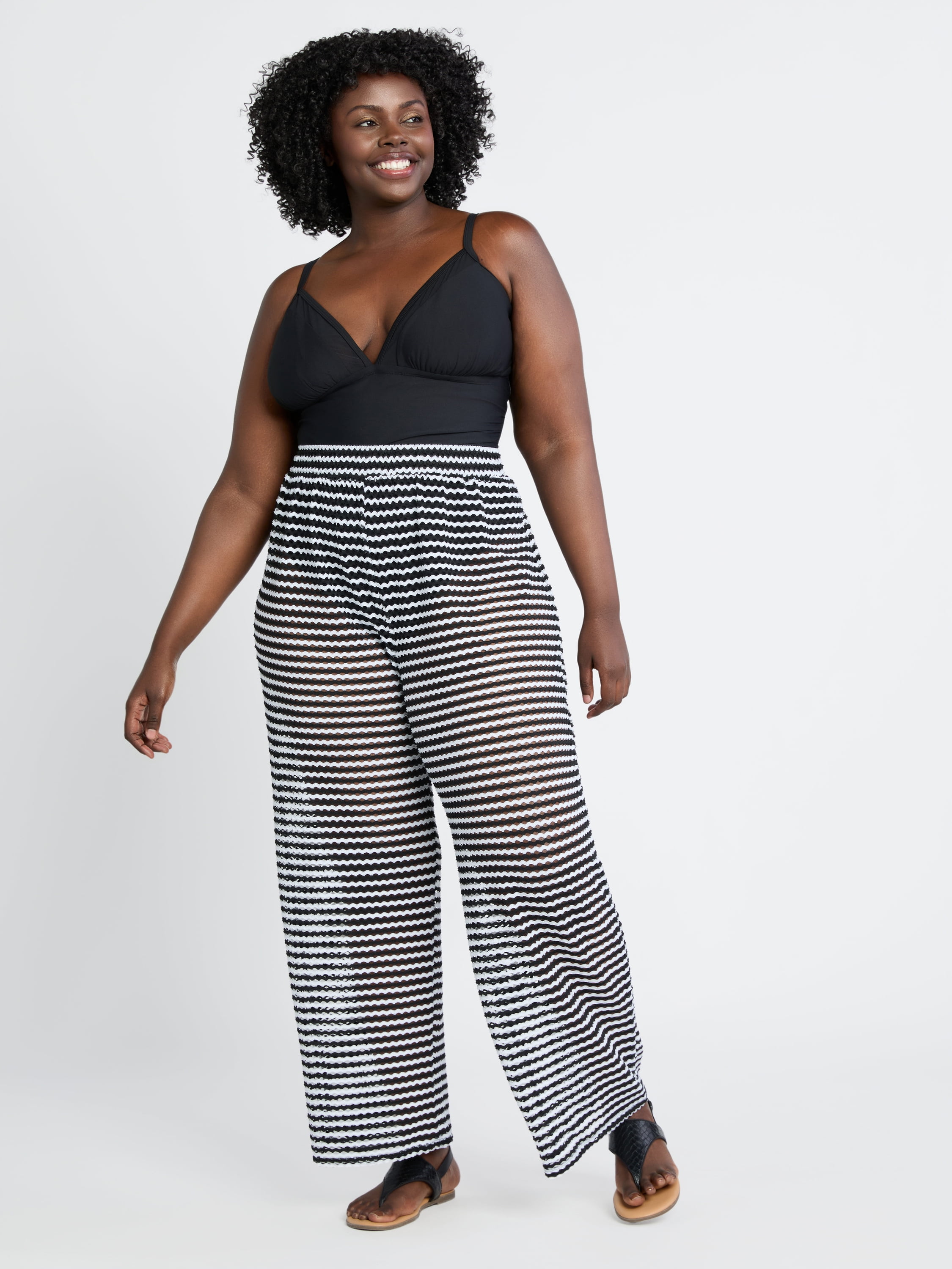 Time and Tru Women’s and Women’s Plus Mesh Inset One Piece Swimsuit, Sizes XS-3X