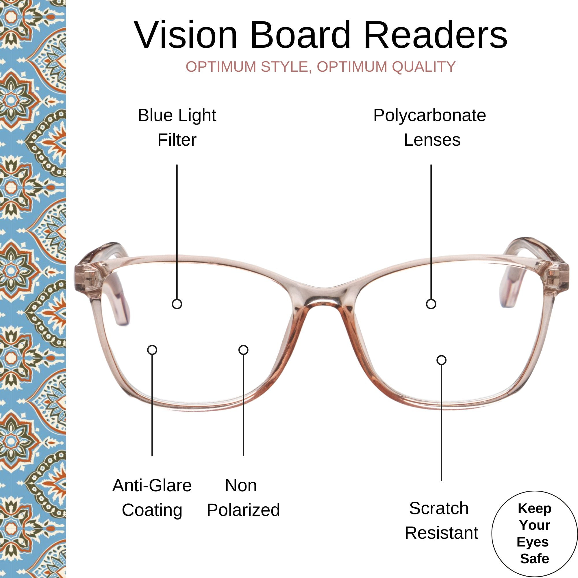 Optimum Optical Signature Blue Light Filtering Readers - Vision Board, +1.75