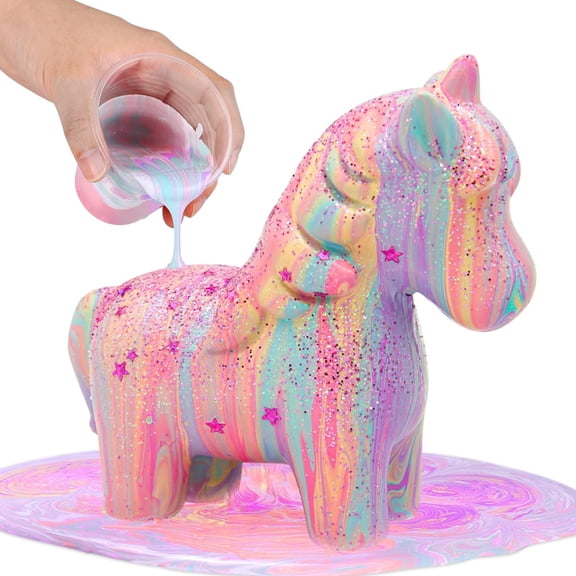 Unicorns Paint Pouring Art Kit - DIY Craft for Kids Age 6-12, Arts and Crafts Kit for Girls & Boys, Toys Girls Boy Birthday Gift Ages 4 5 6 7 8 9 10 11 12 