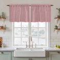 thumbnail image 2 of Vintage Nude Pink Tier Curtains, Farmhouse Retro Solid Color Linen Texture Light Filtering Kitchen Curtains, 2Pcs Rod Pocket Half Window Treatments Panels for Sink Cafe Cabinet Camper 27.5x36 Inches, 2 of 9