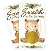 Distinctivs Woodland Bear Scratch off Baby Shower Party Game, 28 Player Cards