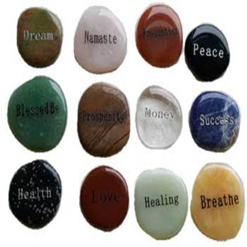8 Colored Glass Focus Stones.Inspirational Encouraging Hope Words 