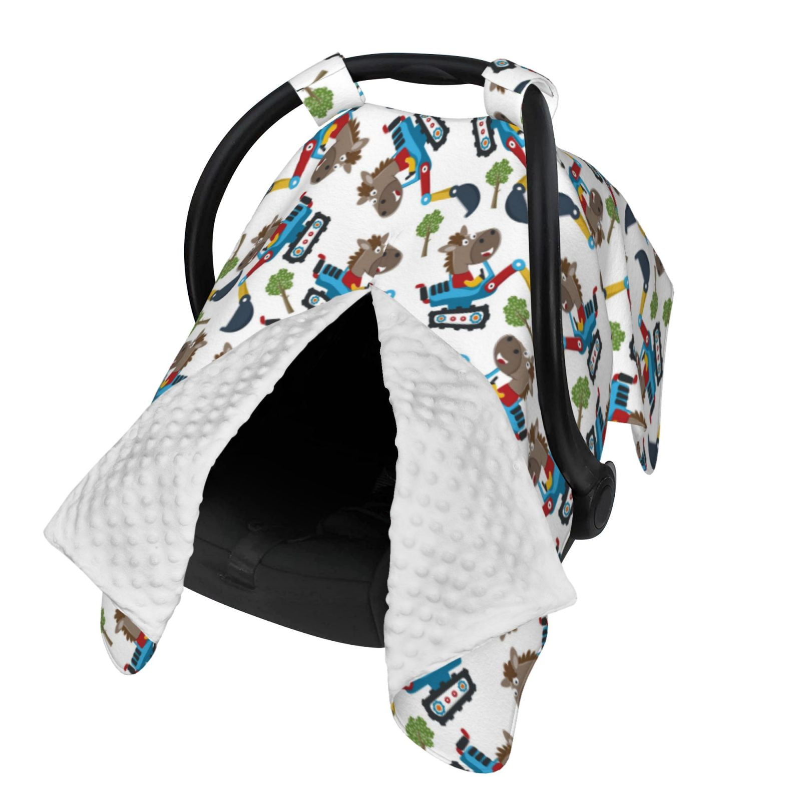 Naloa Funny Excavator Baby Car Seat Cover, Breathable Baby Carrier Cover, Multiuse Baby Carrier Cover & Nursing Breastfeeding Cover