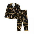 thumbnail image 5 of Gold Chain Pajama Sets Links Print Lovely Sleepwear Women Long Sleeve Casual Loose Night 2 Piece Nightwear Large Size 2XL, 5 of 7