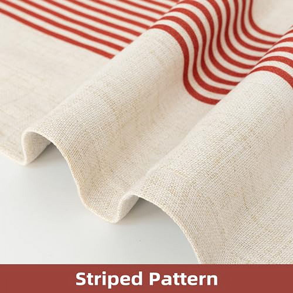 DriftAway Chris Vertical Striped Pattern Linen Blend Lined Thermal Insulated Blackout and Room Darkening Grommet Linen Curtains for Farmhouse Printed, 2 Panels, 52" x 96", Cabana Red Stripe