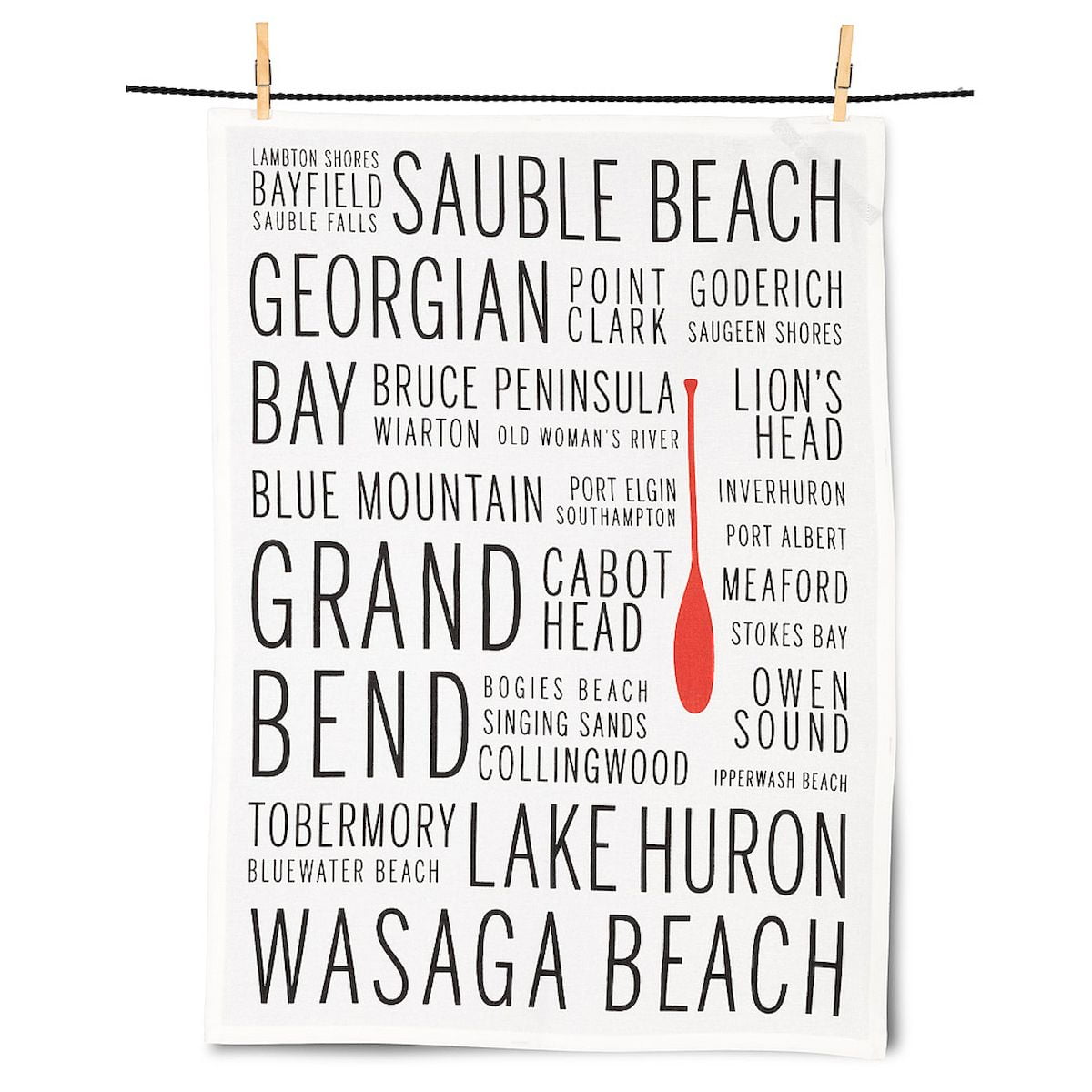 Set of 12 Lake Huron Names Tea Towel
