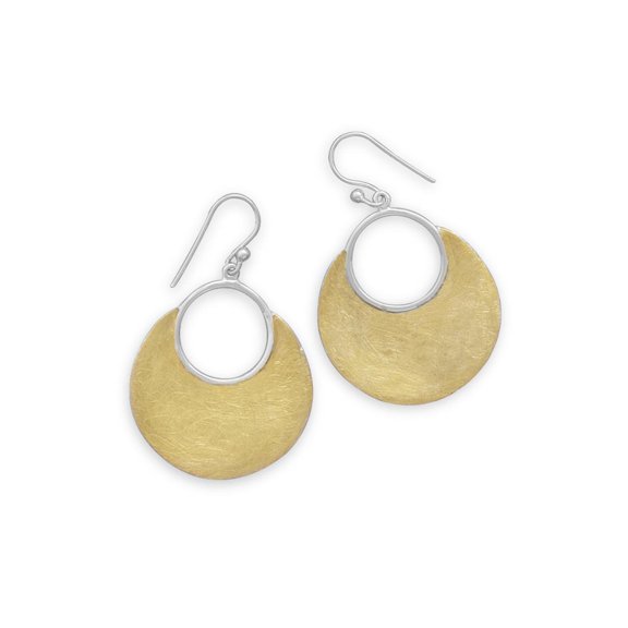 Brushed Finish Crescent Hoop Earrings Yellow Gold-plated Sterling Silver