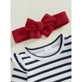 thumbnail image 5 of Suealasg Baby Girls 3Pcs Fall Winter Clothes 3 6 12 18 Months Infant Girls Christmas Thanksgiving Outfits Long Sleeve Romper +Corduroy Overall Skirt  + Headband Set, 5 of 7