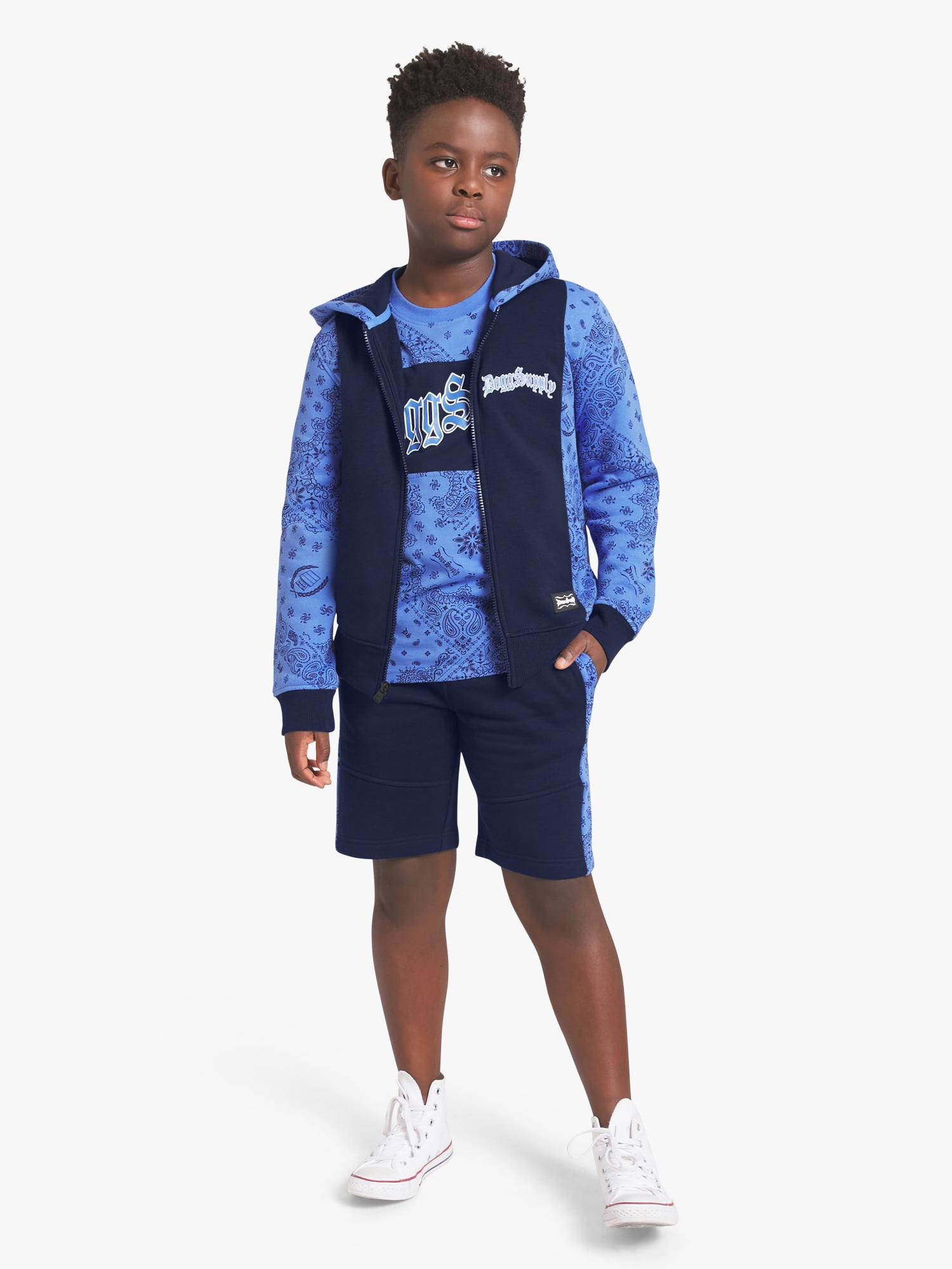 Dogg Supply by Snoop Dogg Little Boys & Big Boys Bandana Print Zip Front Hoodie, Sizes 4-18