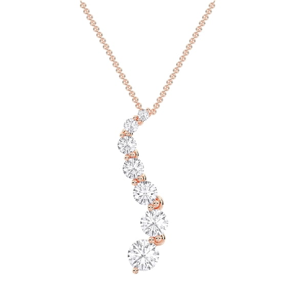 KEEVA JEWELS 1.50 Carat Moissanite Stone Journey Pendant Neklace for Women 18 Inch Chain Made in 18K Rose Gold Plated Silver