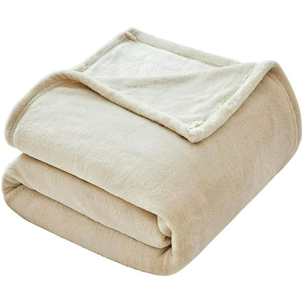 Flannel Fleece Blanket King Size Ivory, King Size Bed Throws Fur