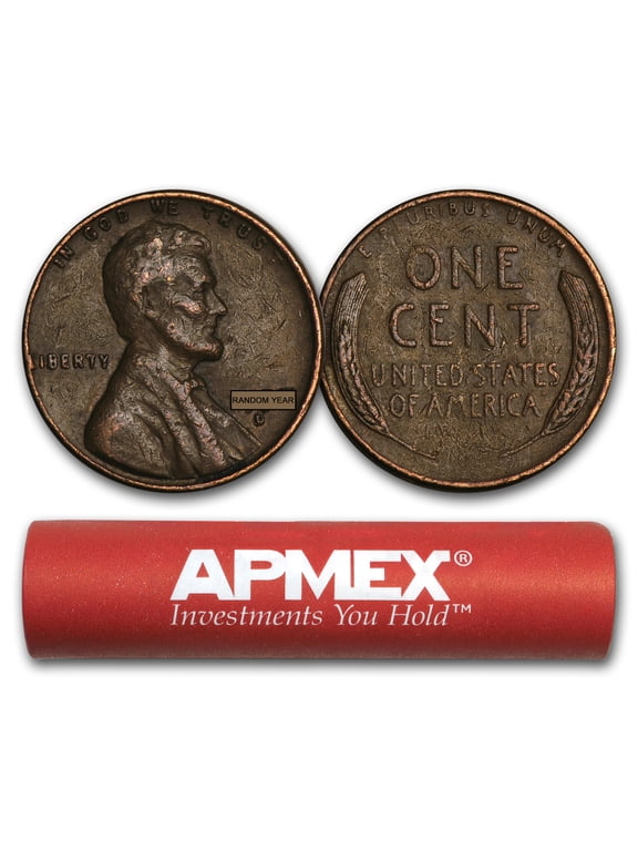 Collectible 1909-1958 Wheat Cent 50-Count Roll Avg Circ