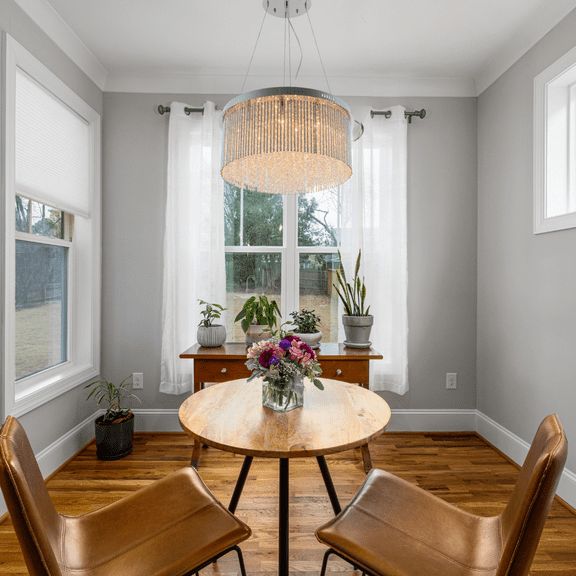 Modern Crystal Chandelier lighting 8 lights Transitional design 16"x10" in Chrome color with original Crystals