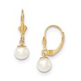 thumbnail image 1 of 14K Yellow Gold 6mm FW Cultured Pearl Leverback Earrings, 1 of 2