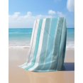 thumbnail image 4 of Teal Nordic Style Stripes Beach Towels Oversized Super Absorbent, Turquoise Texture Lightweight Bath Towel Quick Dry Sets For Bathroom/Pool/Rv Camping/Beach Play/Gym Room/Picnic 35"x70", 4 of 8
